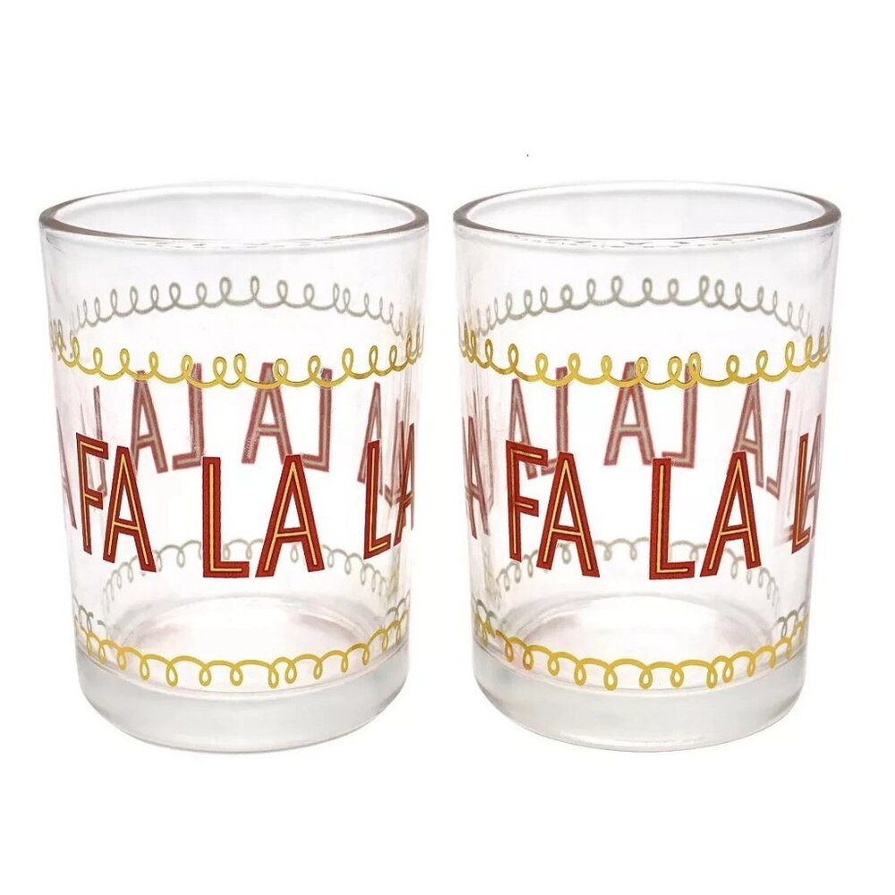 TMD Holdings Christmas Fa La La 2-Piece Rocks Whisky Glasses Gift Set